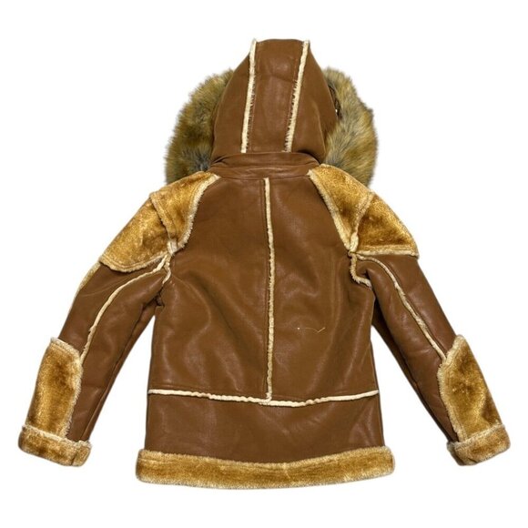 JORDAN CRAIG El Jefe Luxury SHEARLING Moto Jacket Faux Fur Winter Coat Womens 12 - Picture 2 of 10